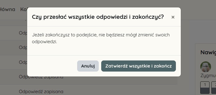 Definitywne zakończenie podejścia.